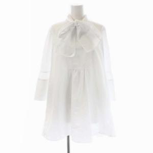 22AW ビックリボンブラウス チュニック 七分袖 ワイドスリーブ 38 白 ホワイト