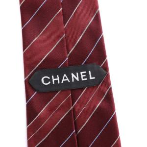 CHANEL ネクタイ レギュラータイ ストライプ ココマーク シルク 赤 レッド