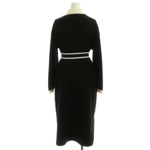 Diagram GRACE CONTINENTAL 22AW バイカラー襟付ニットワンピース ロング 長袖 リボンベルト付き 36 黒 白 ブラック ホワイト