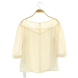 Grace Class 23SS チュールレーストップ トップス ブラウス カットソー 五分袖 切替 36 ライトベージュ
