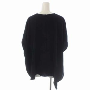 ENFOLD PEツイル ストレッチ ランダムヘム プルオーバー ブラウス 半袖 38 濃紺 ダークネイビー