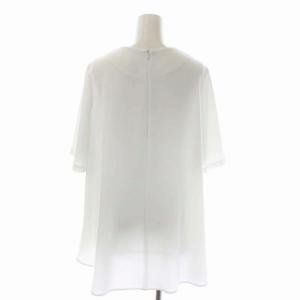 ENFOLD バックサテンジョーゼットスリットスリーブフレア プルオーバー ブラウス 半袖 36 白 ホワイト