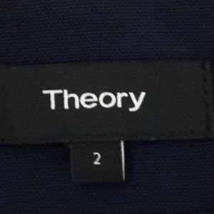 Theory ウール ノーカラー ロングジレ ベスト 2 紺 ネイビー