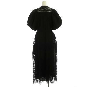 Diagram GRACE CONTINENTAL 22SS レースコンビロングワンピース 半袖 ベルト付き 異素材切替 38 ブラック