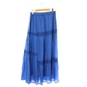 GRACE CONTINENTAL 22SS ランダムレースマキシスカート ロング フレア 38 青 ブルー