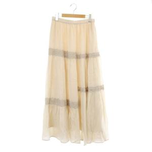 22SS ランダムレースマキシスカート ロング フレア 38 ベージュ