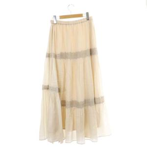 GRACE CONTINENTAL 22SS ランダムレースマキシスカート ロング フレア 38 ベージュ