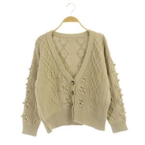 ローゲージVネックカーディガン ケーブルニット 36 ベージュ