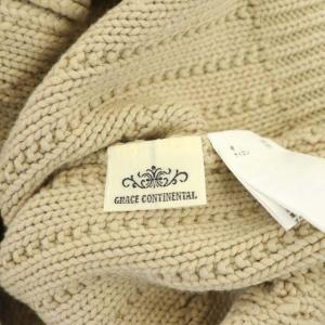 GRACE CONTINENTAL ローゲージVネックカーディガン ケーブルニット 36 ベージュ