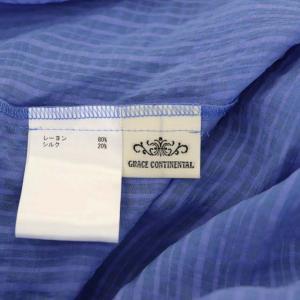 GRACE CONTINENTAL 22SS チェックシアーフリルトップ ブラウス ノースリーブ 38 青 ブルー