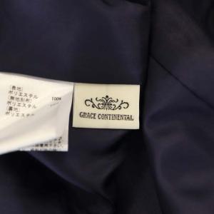 GRACE CONTINENTAL チェックレースワンピース ノースリーブ ひざ丈 36 紺 ネイビー