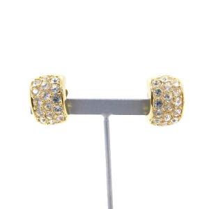 イヤリング クリップ式 ビジュー ゴールド色