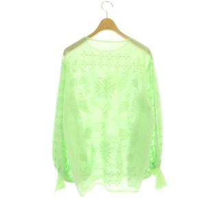 Ameri VINTAGE 21SS MEDI LACE JACQUARD KNIT ニット カットソー 長袖 ボリュームスリーブ F ライトグリーン