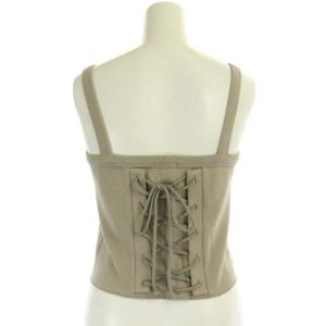 Ameri VINTAGE RELAX HONEYCOMB SET UP セットアップ 上下 ビスチェ レースアップ フレアパンツ スリット S グレージュ