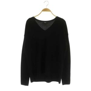 YENNIUM LARLISSA ウール Vネック ニット セーター 長袖 S 黒 ブラック