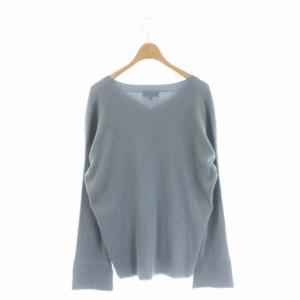Theory 21SS STAPLE COTTON VNECK RIB CUFF PO リブニット カットソー Vネック 長袖 S ブルーグレー
