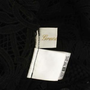 GRACE CONTINENTAL 22AW ケミカルカフタンワンピース 膝丈 七分袖 総レース 36 黒 ブラック