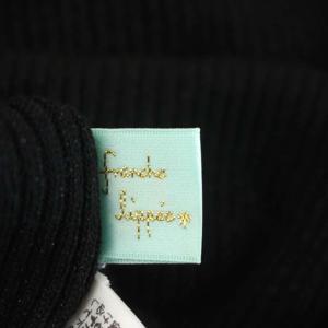 franche lippée リブニット カットソー 長袖 フリルカラー ラメ ウール混 M 黒 ブラック ライトベージュ