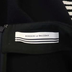 BORDERS at BALCONY 22AW BORDER WOOL SKIRT フレア ミニ丈 カシミヤ混 36 黒 グレー