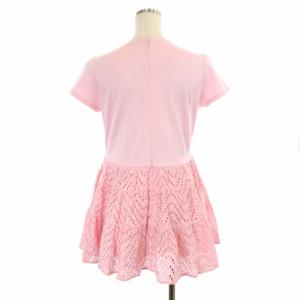 BORDERS at BALCONY 21SS エンブロイダリーレース ペプラム トップス カットソー 半袖 ギャザー 36 ピンク