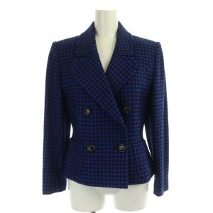 YVES SAINT LAURENT セットアップ スーツ 千鳥柄 テーラードジャケット スカート 34 36 ネイビー