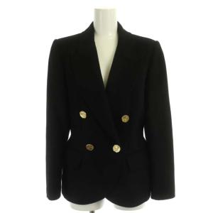 YVES SAINT LAURENT スーツ テーラードジャケット タイトスカート 金ボタン カシミヤ混 34 36 ブラック