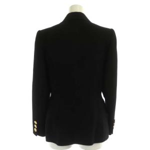YVES SAINT LAURENT スーツ テーラードジャケット タイトスカート 金ボタン カシミヤ混 34 36 ブラック