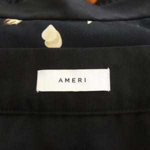 Ameri VINTAGE AMY IRREHEM SKIRT ロングスカート 花柄 フレア ベルト付き 総柄 S 黒 ブラック マルチカラー