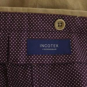 INCOTEX SLOWEAR SLIM fit チノパンツ クロップドパンツ テーパード 46 カーキブラウン 001XO