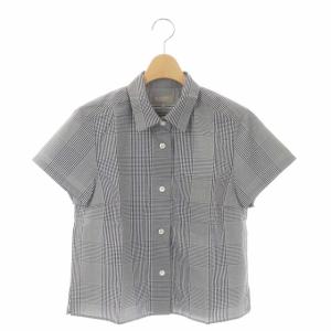 MARGARET HOWELL マルチチェックシャツ 半袖 前開き コットン 1 グレー 黒 白