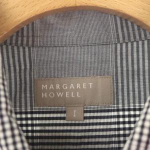 MARGARET HOWELL マルチチェックシャツ 半袖 前開き コットン 1 グレー 黒 白