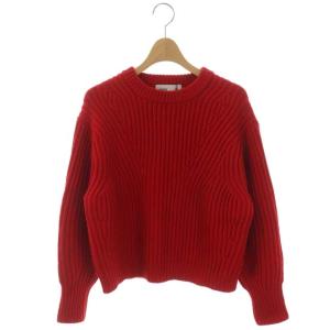 TOKYO ケーブル編みクルーネックニット セーター 長袖 赤 レッド
