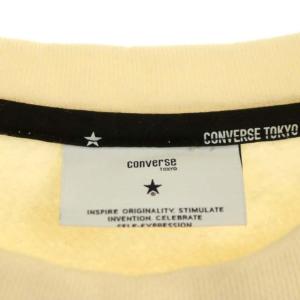 CONVERSE トウキョウ TOKYO スターモチーフ刺繍バイカラープルオーバースウェットトップス トレーナー 長袖 裏起毛 ベージュ ボルドー