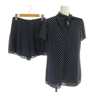 MICHAEL KORS セットアップ 上下 ドット ブラウス 半袖 ショートパンツ キュロット XXS 0 紺 白 ネイビー ホワイト