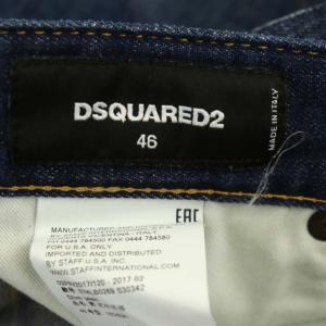 DSQUARED2 デニムパンツ ジーンズ スリム ボタンフライ ペイント ダメージ加工 46 インディゴ 青 ブルー