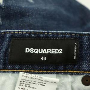 DSQUARED2 ダメージリペア加工デニムパンツ ジーンズ スリム ボタンフライ ストレッチ 46 青 ブルー