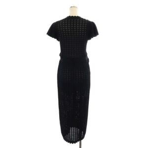 GRACE CONTINENTAL 22SS フラワーレースニットワンピース ロング 半袖 刺繍 36 黒 白 ブラック ホワイト