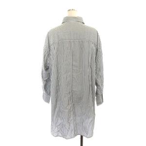 Spick&Span 22SS ボイルストライプロングルーズシャツ ワイシャツ 長袖 F 黒 ブラック 白 ホワイト 22050200903120