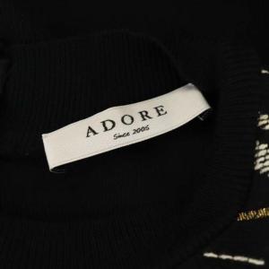 ADORE 刺繍 ショートスリーブ プルオーバー カットソー 半袖 前後切替 38 黒 ブラック ベージュ
