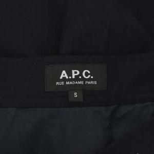 A.P.C. 台形スカート ミニ レザーボタン ウール S 紺 ネイビー