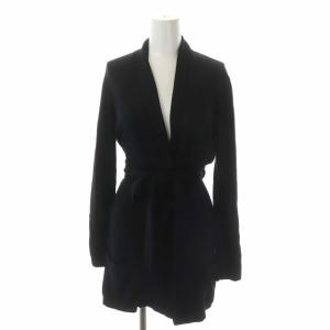 ショールカラーガウンカーディガン ニット 長袖 ロング シルク ウール混 カシミヤ混 1 黒 ブラック