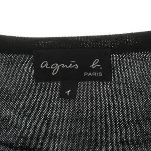 agnes b. ショートニットカーディガン 長袖 Vネック ウール 1 黒 ブラック