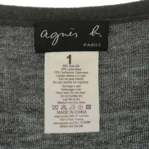 agnes b. シルクニットカーディガン 長袖 Vネック ウール混 1 グレー