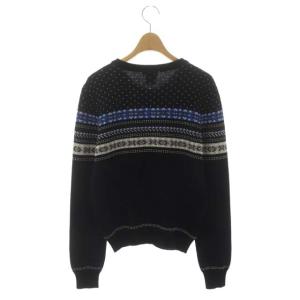 agnes b. アーガイルカーディガン ニット 長袖 ウール 2 濃紺 ダークネイビー マルチカラー