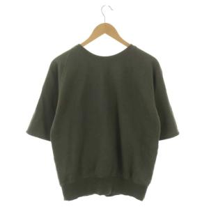 LOOPWHEELER コットン ハーフスリーブ プルオーバー トレーナー スウェット 七分袖 M カーキ 緑