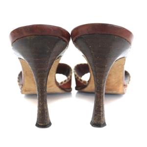 MANOLO BLAHNIK ミュール サンダル レザー 36.5 23.5cm 茶 ブラウン