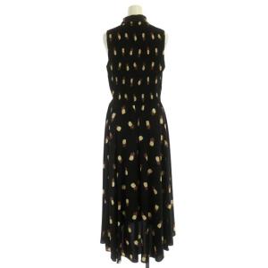 kate spade new york ワンピース ステンカラー ノースリーブ ロング パイナップル柄  4 黒 茶 黄 njmu9060