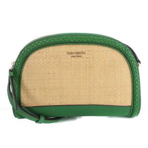 reiley straw dome crossbody ショルダーバッグ ロゴ 切替 レザー べージュ 緑 グリーン WKRU5889