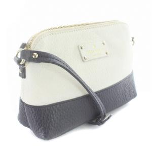 kate spade new york ショルダーバッグ ロゴ レザー バイカラー 白 ホワイト 紺 ネイビー