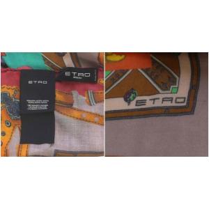 ETRO スカーフ ショール アニマル柄 モダール カシミヤ混 マルチカラー